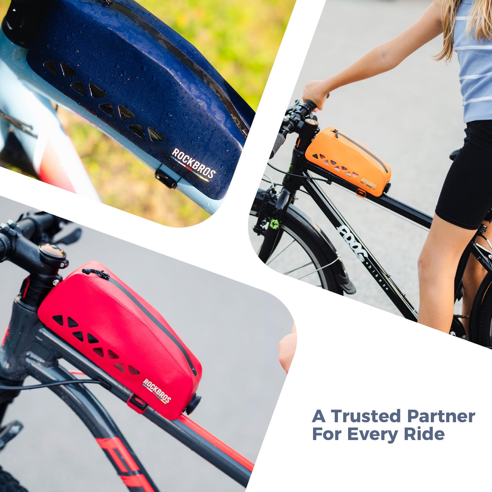 ROCKBROS Road to Sky Bolsa de Cuadro de Bicicleta Impermeable, Bolsa de Tubo Superior de Gran Capacidad, Bolsa Manillar para Bicicleta Montaña Carretera Negro MTB