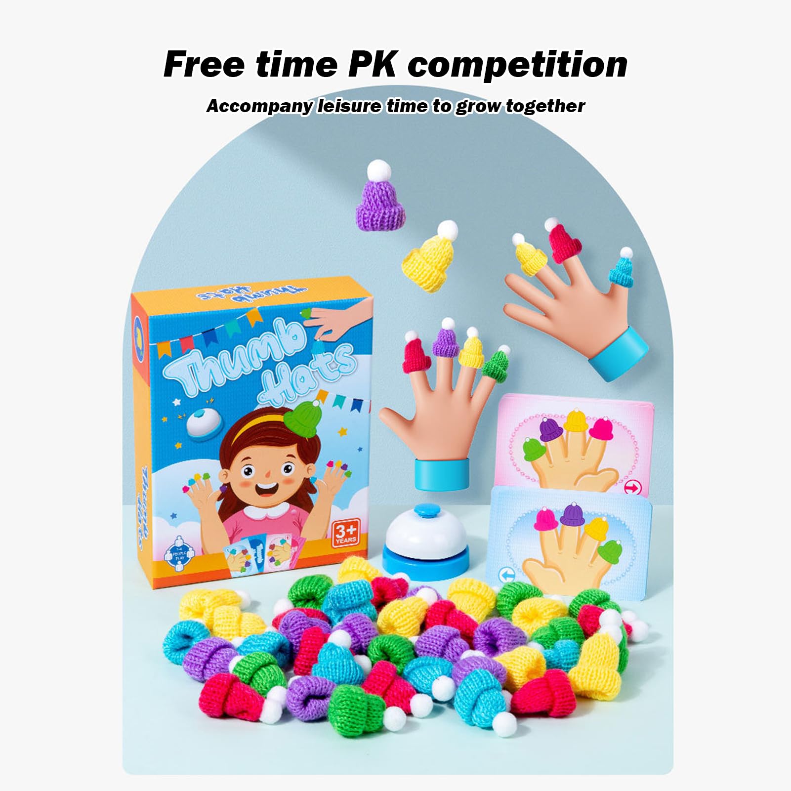 puzzlegame Juego de Sombrero de Dedo | Gorro para Dedos de Knit Game Tricks | Sombreros para Pulgar de Juegos de Mesa con Tarjeta de Juego y Campana | Juego multijugador Juguetes interactivos