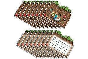 20Packs Pixel Birthday Invitation Cards for Minecraft Birthday Boy