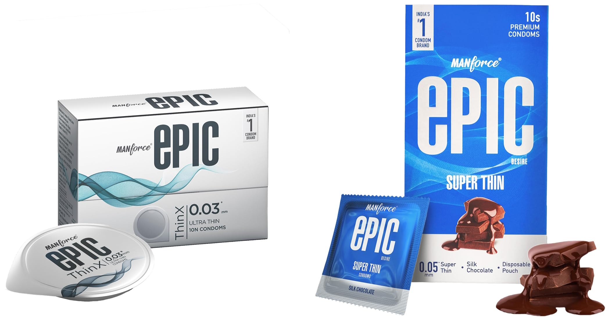 Manforce Epic Thinx & Epic Silk Chocolate Flavoured Condoms for Men - 10 Count (Pack of 2)| Vegan| No Harsh Chemicals| With Disposable Pouch-picture-33