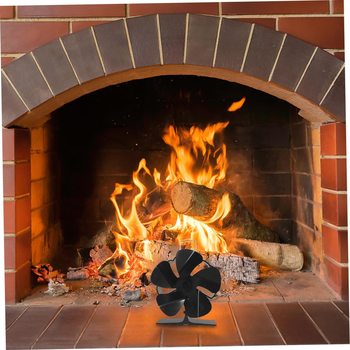 Mini 5-blade Black Heat Powered Stove Fan Silent Fireplace Fan for Home and Outdoor Use, Thermoelectric Warm Air Circulator Compatible Wood Burning Stoves