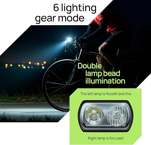 Miniatura 4 de Smart Bike Lights Front and Back, R15 Kit, USB C Rechargeable with Auto Brake Sensing, 500 Lumen Waterproof Bicycle Headlight & Tail Light Set for