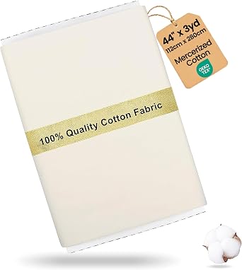 Craftido-19 Options-100% Cotton Fabric by The Yard in Solid Color 44Wide by 3yd 9 ft -Medium Weight 5.2 oz-Soft Cotton for Quilting, Sewing, Crafts, Binding, Backing and Lining - Ivory White