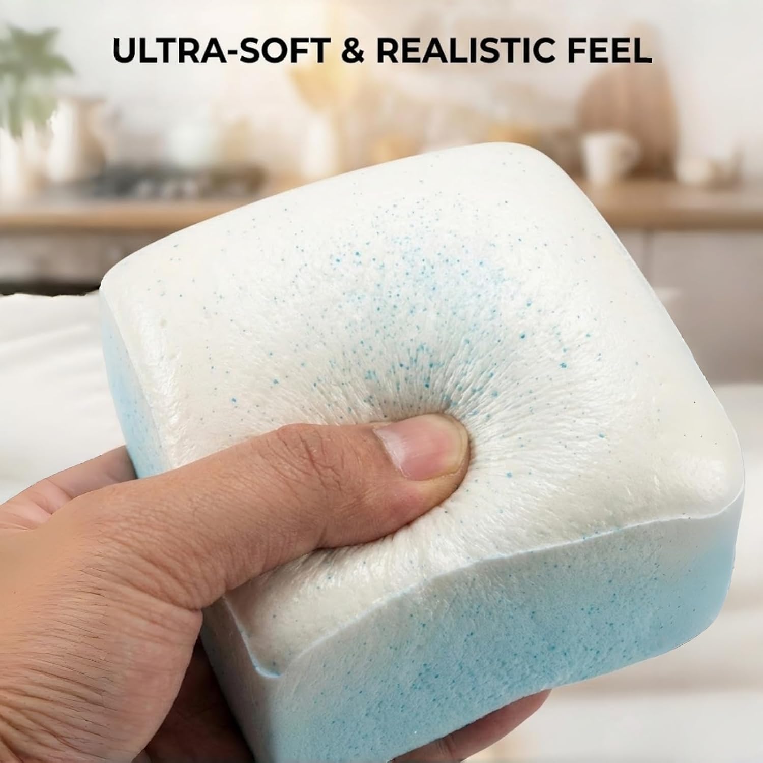 Slow Rising Squishy Toast Bread - Ultra-Soft, Sticky & Extra Thick Foam Squishy | Anxiety Relief Stress Balls Toy for Adults (Blue)