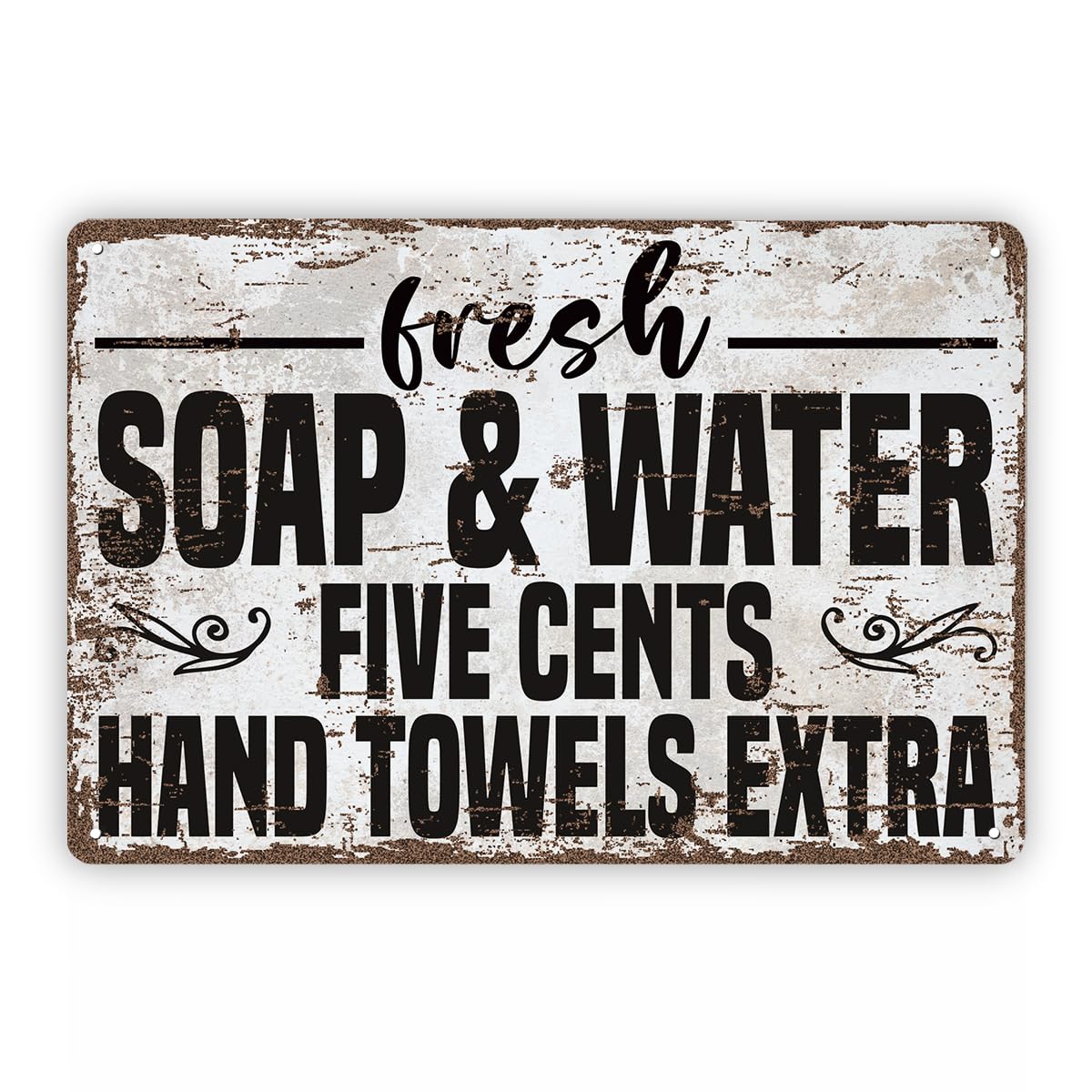 Fresh Soap & Water Bathroom Tin Sign, 11.8x7.9in Farmhouse