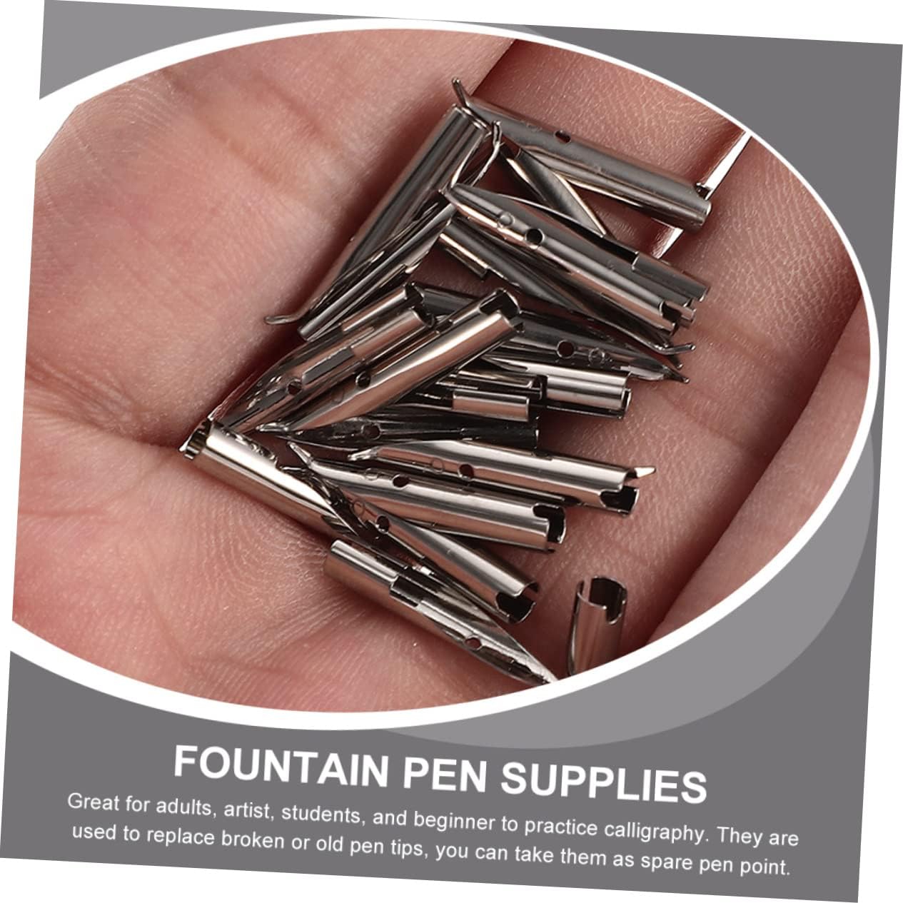 KICHOUSE 15PCS Platinum Fountain Pen Nibs Set 0.38mm Replacement Nibs for Students Calligraphy and Fine Writing Compatible Standard Fountain Pens