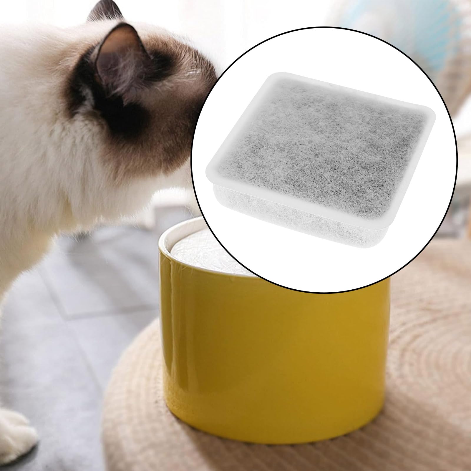 LT Easiyl 18 Pieces Pet Water Replacement Filters Activated Carbon PP Cotton Filters 55 * 55 * 17mm for Ceramic Water Fountain Filters White with Pump Filters - Image 3
