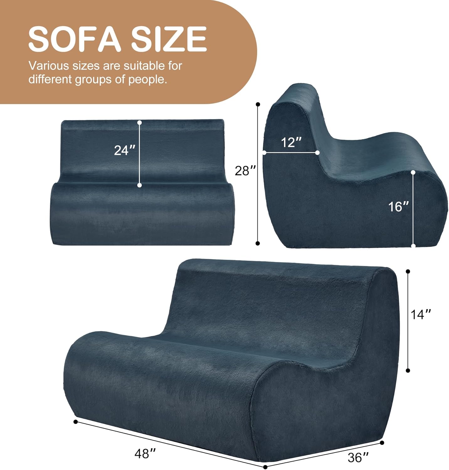 Loveseat Bean Bag Chair, Bean Bag Couch Lazy Beanbag Sofa