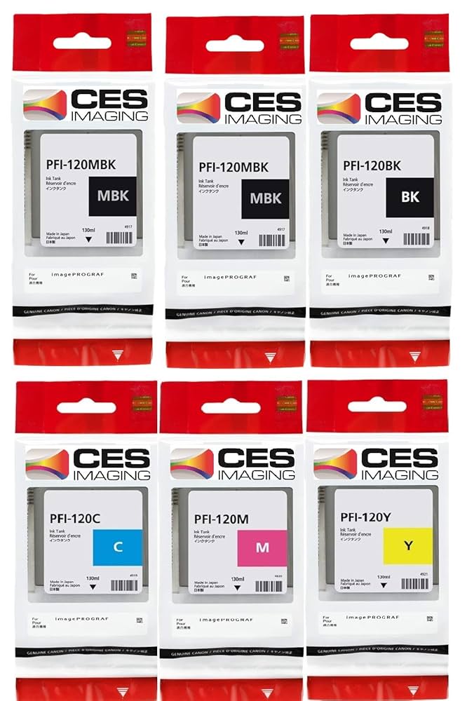 Amazon.com: Canon PFI-120 130ml Ink Tank 6-Pack PFI-120MBK's