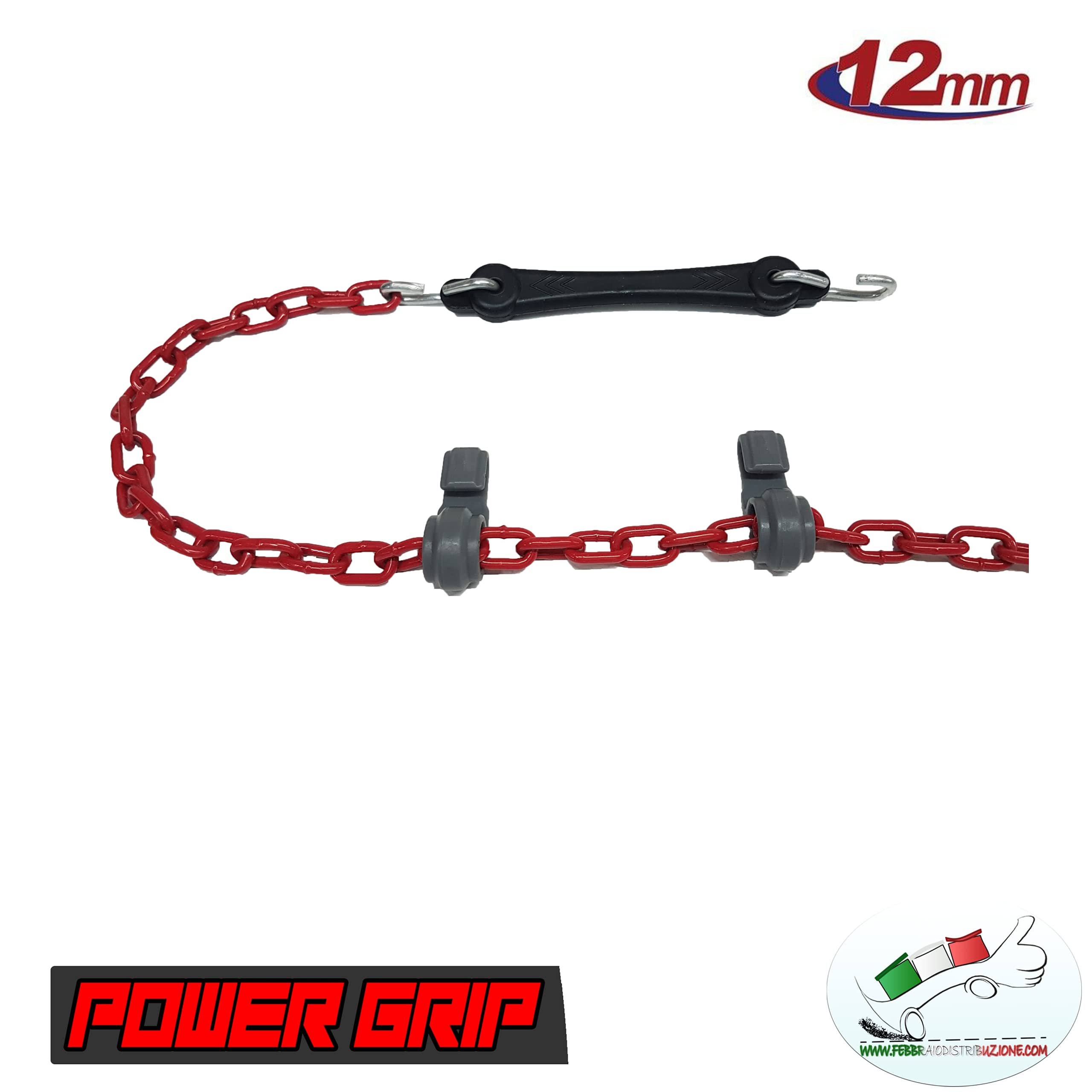 POWER GRIP Catene da Neve 12mm Omologate TÜV GS Gruppo 140 Lega di Acciaio con Tensore Auto-bloccante