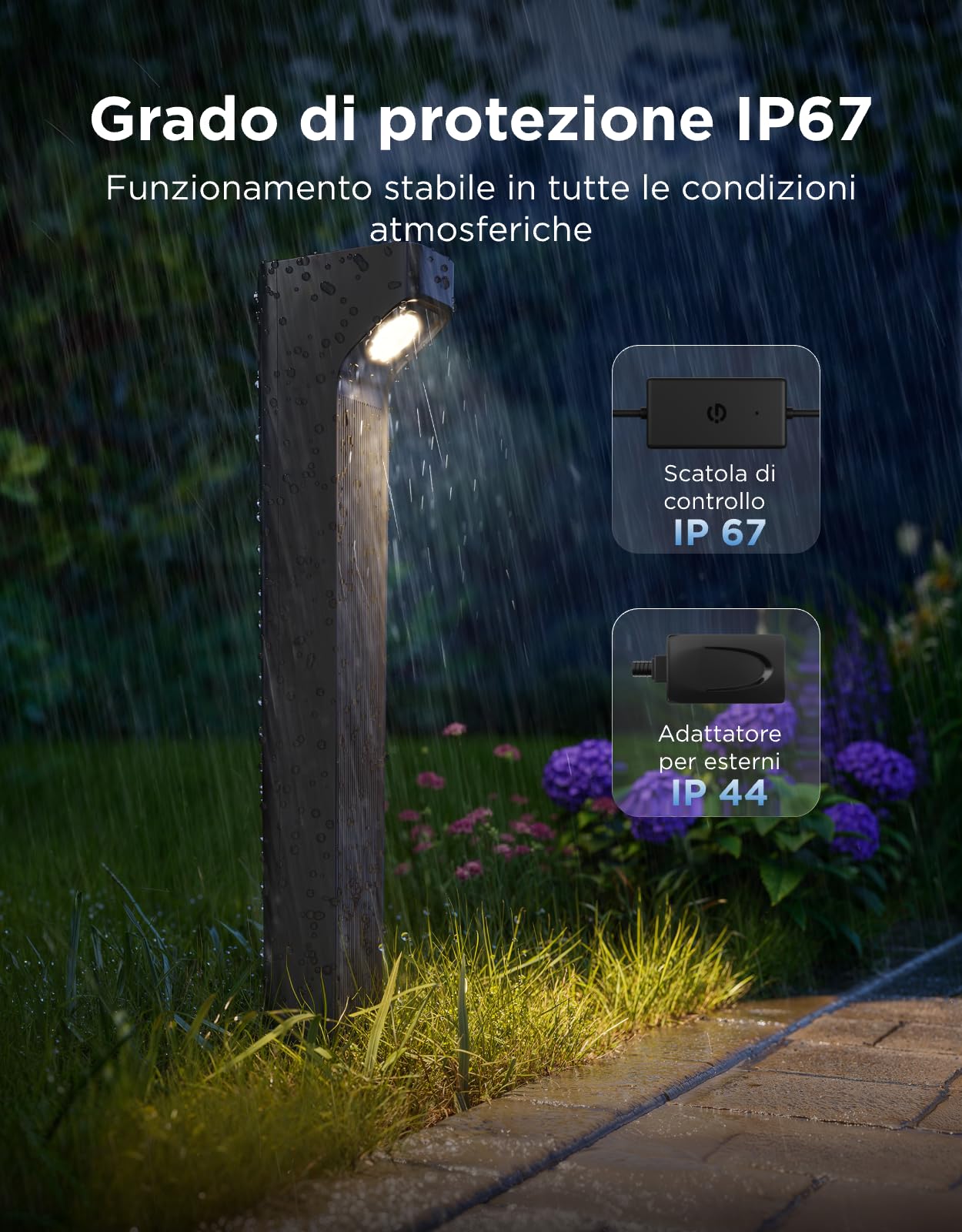Govee Luci da Sentiero per Esterni 2 Lite RGBWIC, Illuminazione per Giardino con Grado di Protezione IP67, Compatibile con Matter, Alexa e Google Assistant, Lampada per Giardino per Vialetto, Cortile