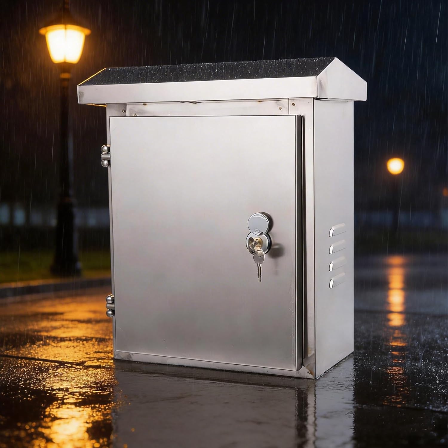 Heavy-Duty Waterproof Electrical Enclosure Box, Stainless Steel Junction Box for Indoor/Outdoor Use, Secure Locking, Removable Mounting Plates