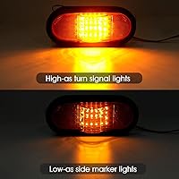 Vista 3 de 4 piezas de 6.5 pulgadas de luz de señal de giro media de lente ámbar con montaje de goma, 24 LED con lente reflex, luz de marcador lateral