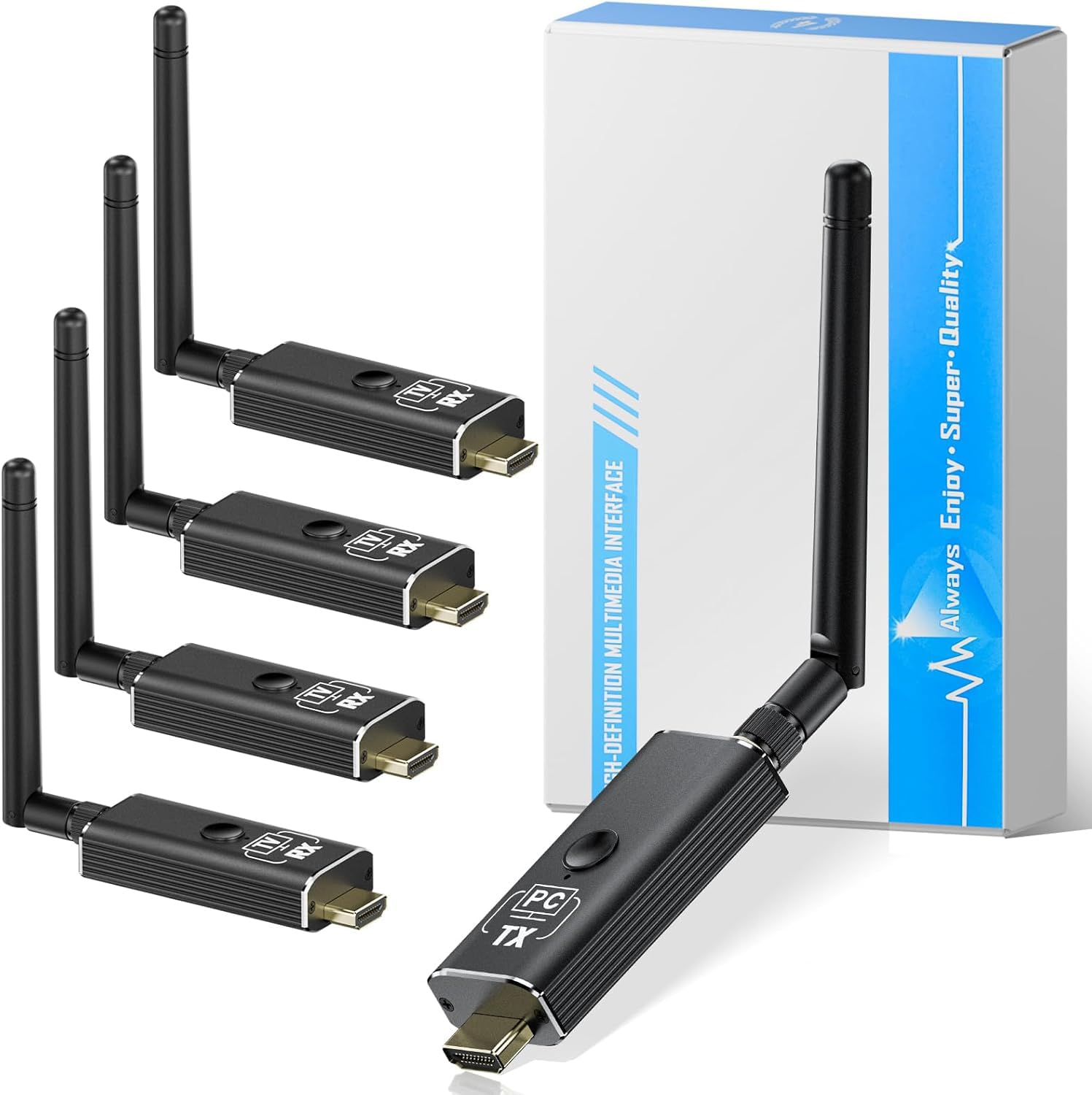 ETZIN 150M HDMI Wireless Extender 1 TX up to 4 RX 1080P 60Hz 5.8GHz Audio Video Transmitter Receiver for TV Box to Multiple for Streaming Video from Laptop,Pc,TV Box to Monitor,TV,Projector EPL-1546WA-image-28