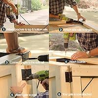 Vista 4 de Mofeez Kit de soporte de esquina sin hundimiento para puertas de cobertizo, puertas de entrada, puertas de corral, ventanas de madera (2 juegos)