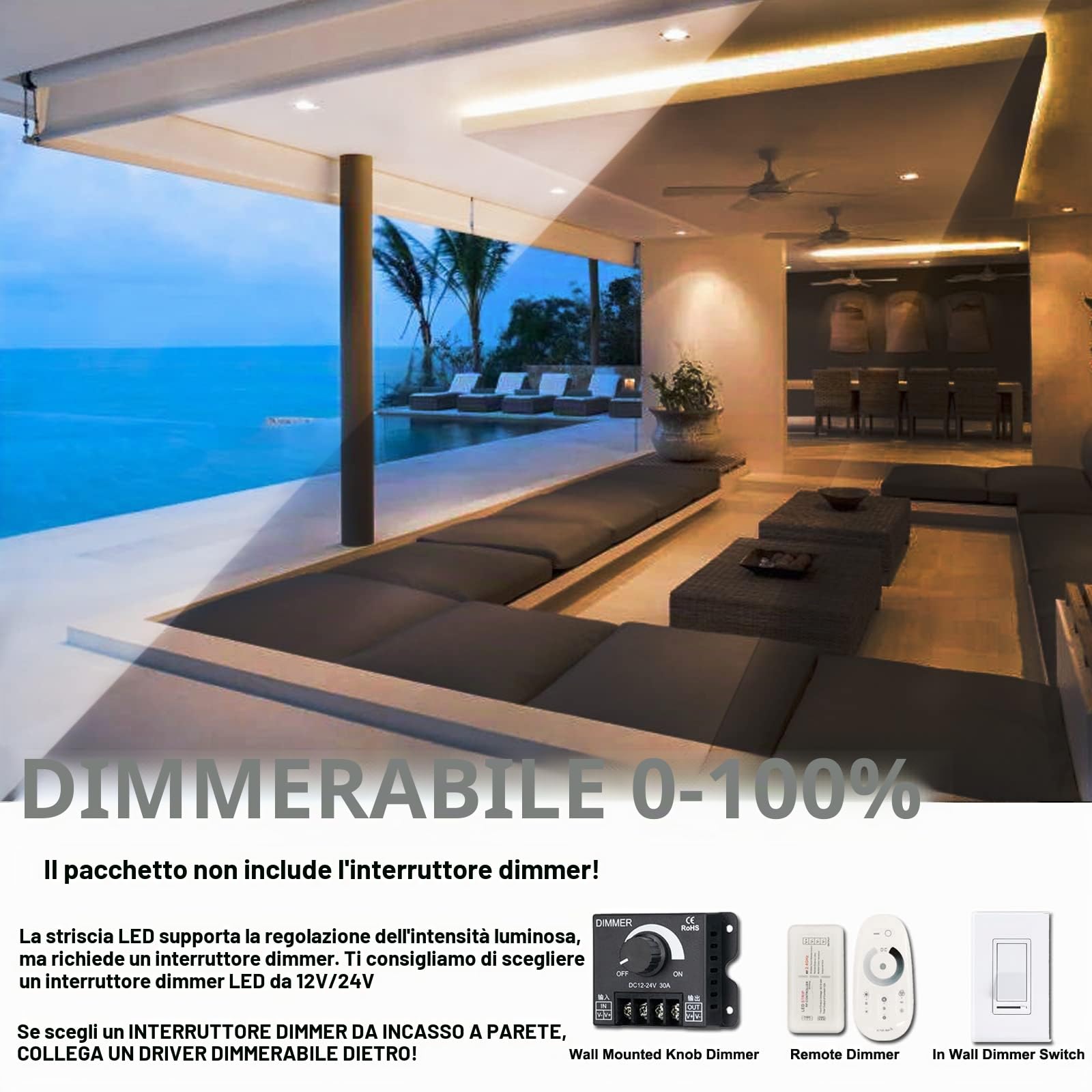 JOYLIT PRO+ Striscia LED COB 24V 5M Doppia Fila 3000K Interno, CE UL 3100LM/M Alta Luminosità 25W/M CRI 95+ Illuminazione Nastri Luce, 960LEDs/M 12MM Bianco Caldo Continuous Strip LED (Solo Luci)