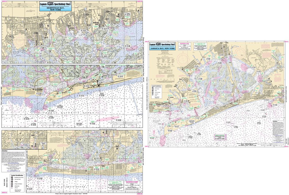 Inshore Jamaica and Hempstead Bays, NY - Laminated Nautical Navigation & Fishing Chart by Captain Segull's Nautical Sportfishing Charts | Chart # JH113