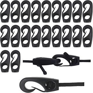 Pack of 20, Shock Cord Hook | Kayak Bungee Cord Kit | Bungee Cord Hooks and Heavy Duty Hooks | Boat Hooks and Bungee Hooks for Kayak, Camping, Trampoline, Exercise, Fitness, Marine and Nautical Use