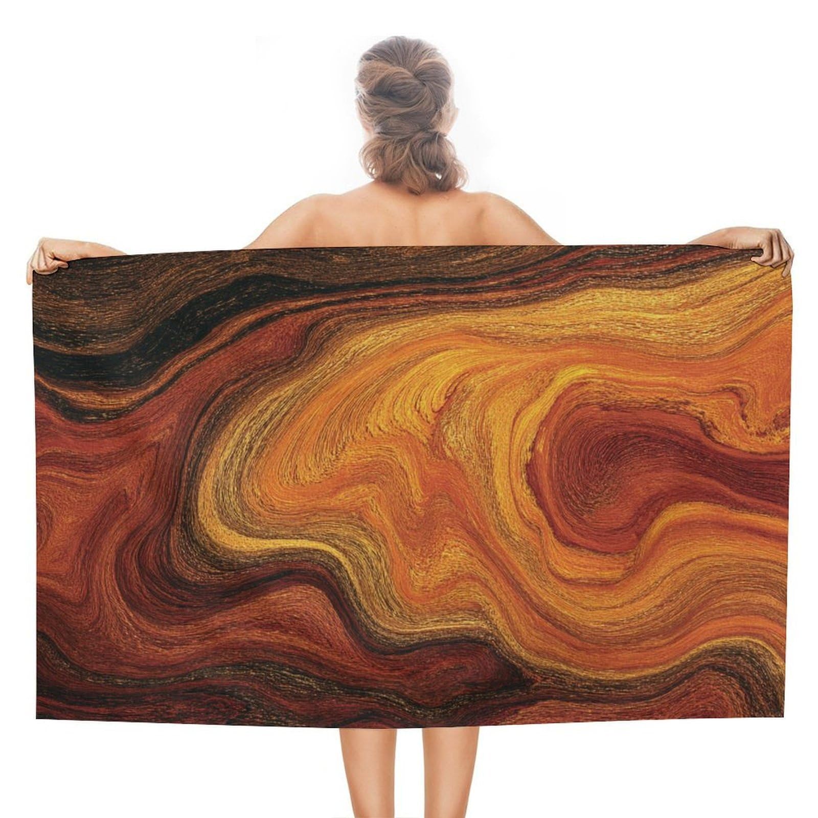 asbwuo Swirl of Colorful Wood Texture Beach Towel