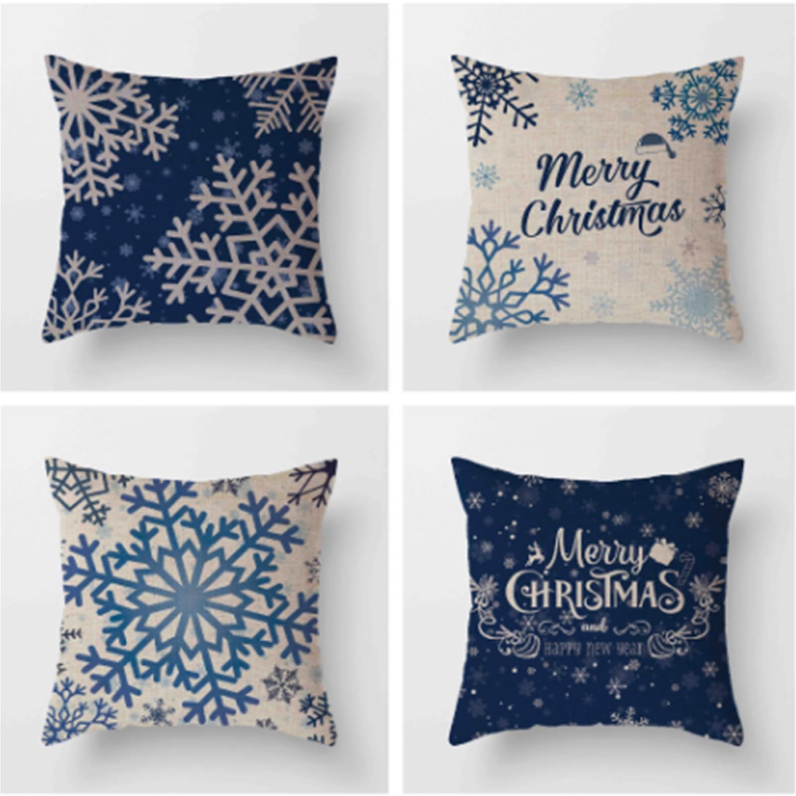Taie d'oreiller de Noël 45x45cm en lin et housse de coussin pour canapé