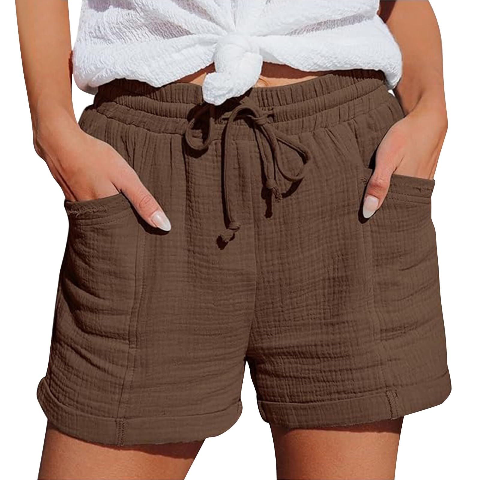 Generico Pantalon tendance décontracté taille haute jambe droite sport décontracté ample short pantalon polaire