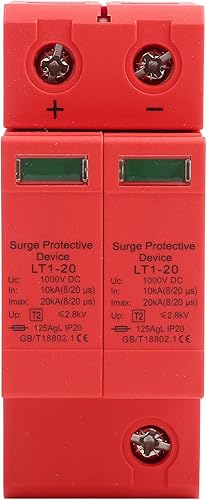 Miniatura 5 de DC 1000V 2P House Protector 10-20KA Dispositivo de pararrayos de bajo voltaje Dispositivo de protección de riel DIN ignífugo para protección contra