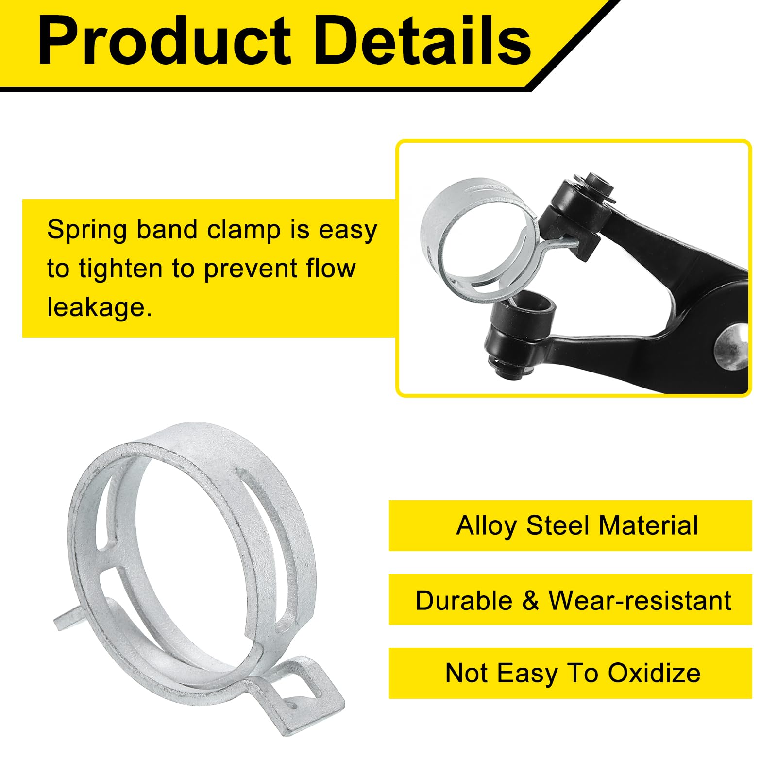 Sourcingmap 10Pcs Spring Band Type Action Fuel/Silicone Vacuum Hose Pipe Clamp - Image 3