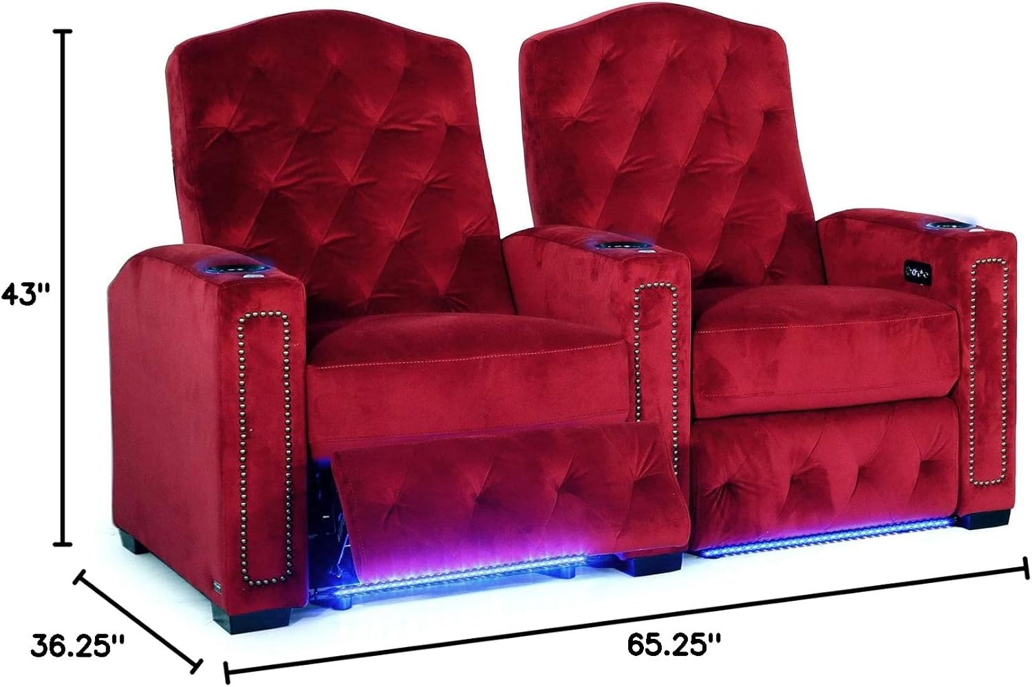 Octane Regal XL250 Power Recline Sangria Microfiber Home Theater Seating (Row of 2)