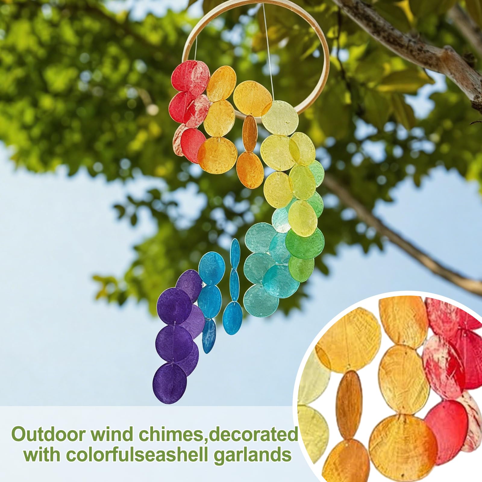 Decorazioni Giardino Per Esterno,Campane A Vento,Scacciapensieri Da Appendere,Decorazione A Conchiglia Per Finestre, Pareti, Patio, Giardino, Portico, Decorazione Domestica Esterna