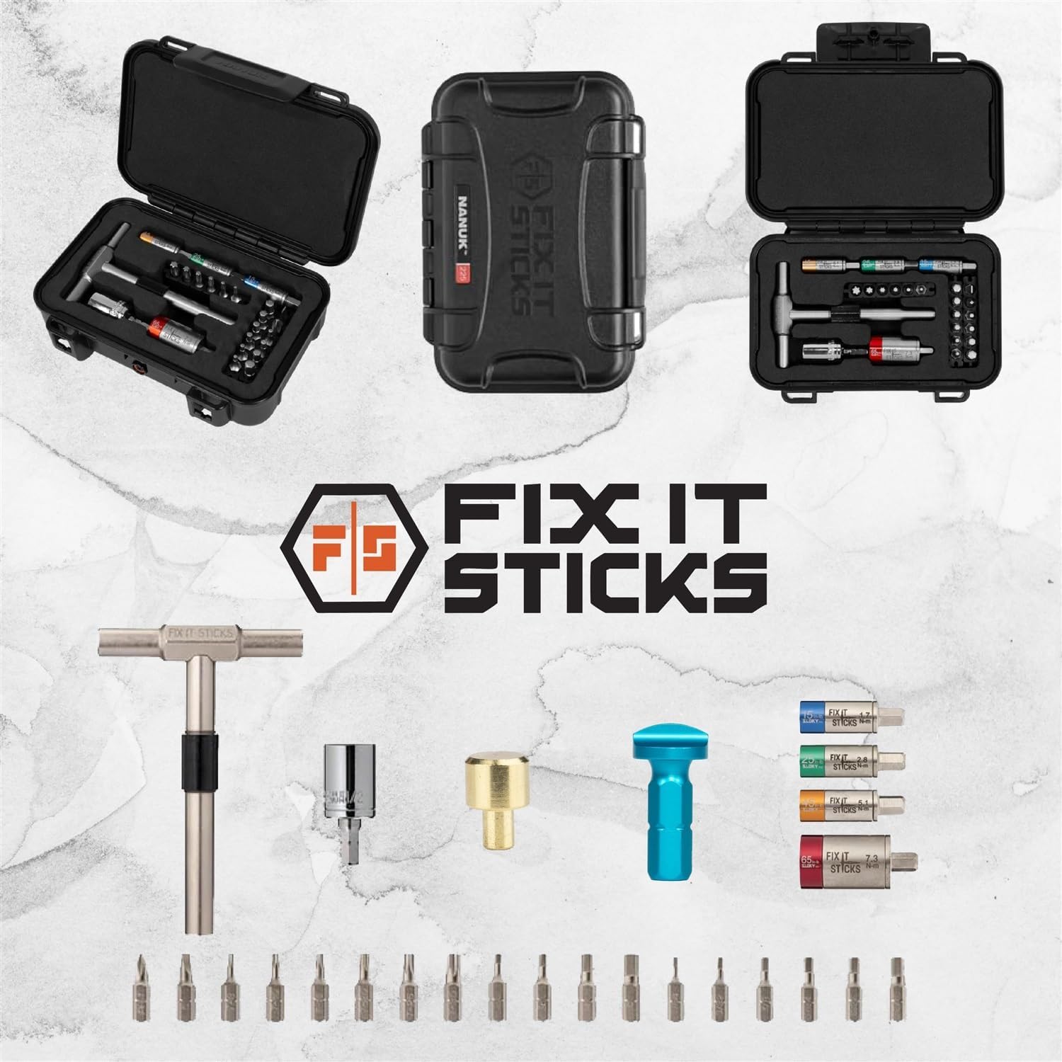 Fix It Sticks Maintenance Toolkit Bundle: Hardcase Set with T-Handle Wrench, Torque Limiters, Coin Slot Battery Cap Tool, Brass Hammer Head, and Microfiber Cleaning Cloth