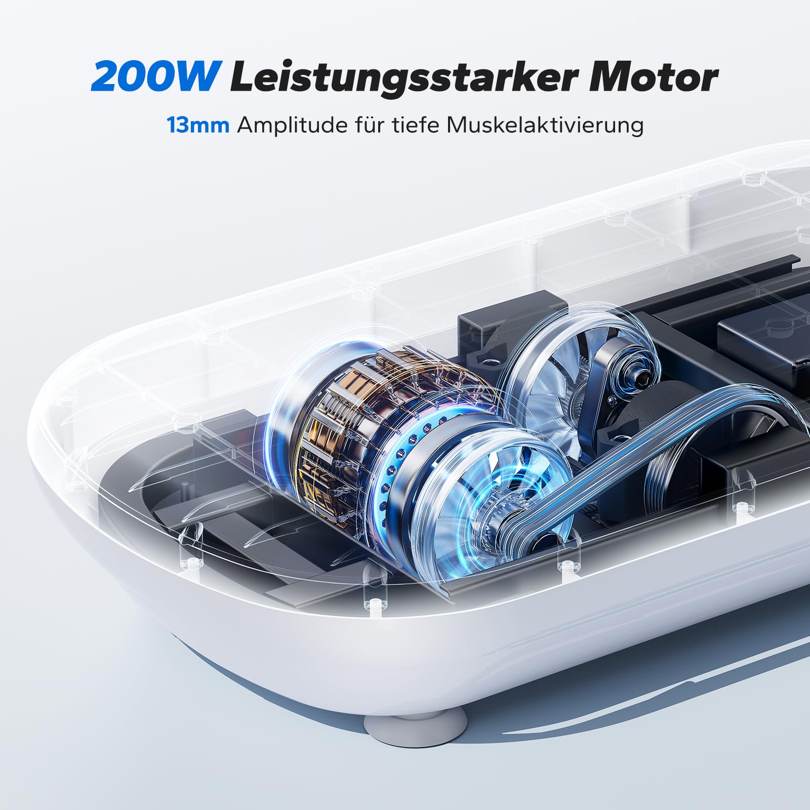 MERACH Leistungsstarke Vibrationsplatte für Workout und Shaping, 13 mm große Amplitude, 200 kg Gewichtskapazität, Silikonpedal, Integrierter Bluetooth-Lautsprecher