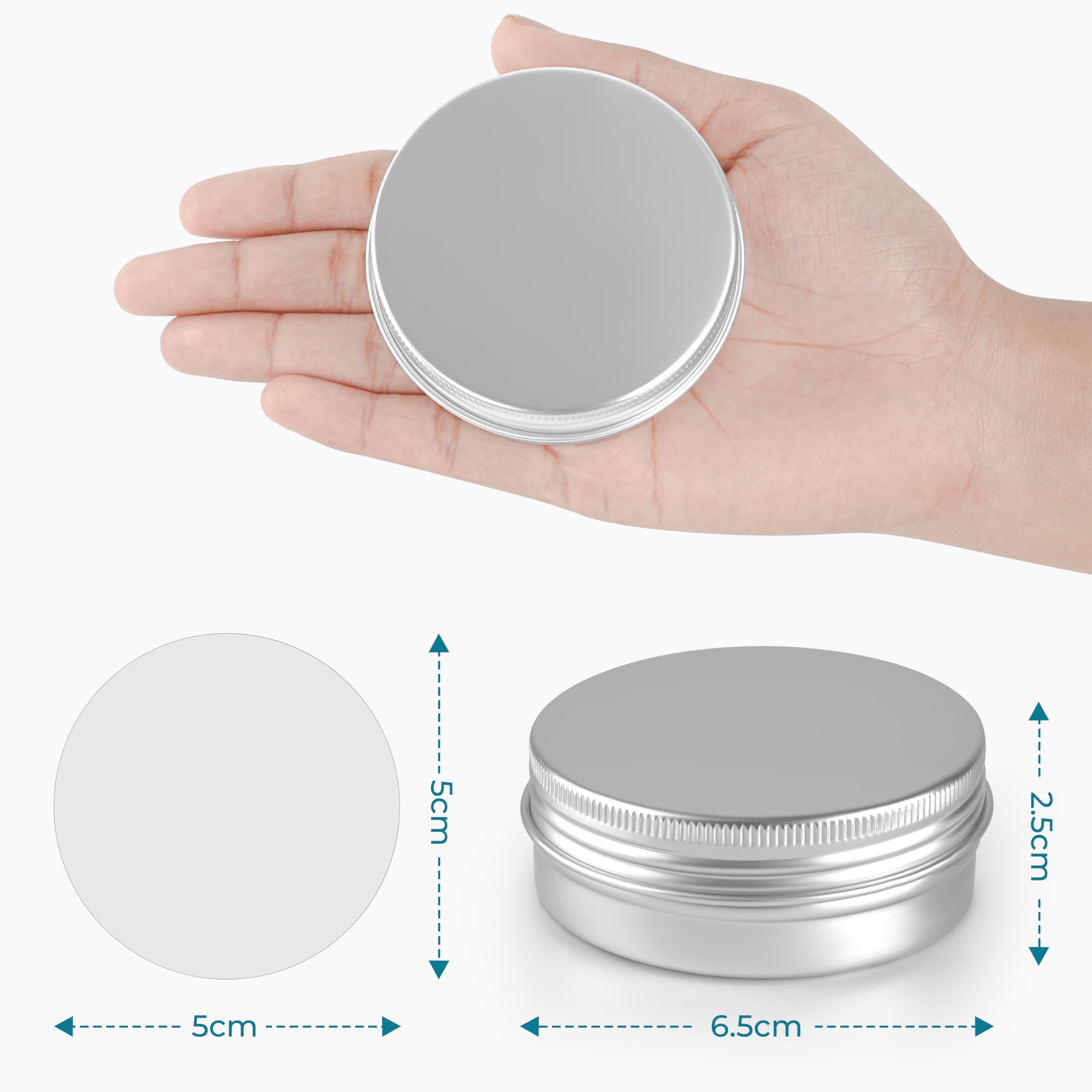 Winter Shore Aluminium-Blechdose Rund mit Deckel (48er-Pack) - Leere Cremedosen zum Befüllen - Kleine Dosen für Creme & Lotion - Kleine Metalldose - Mini Dosen mit Deckel - Creme Dose für Reisen
