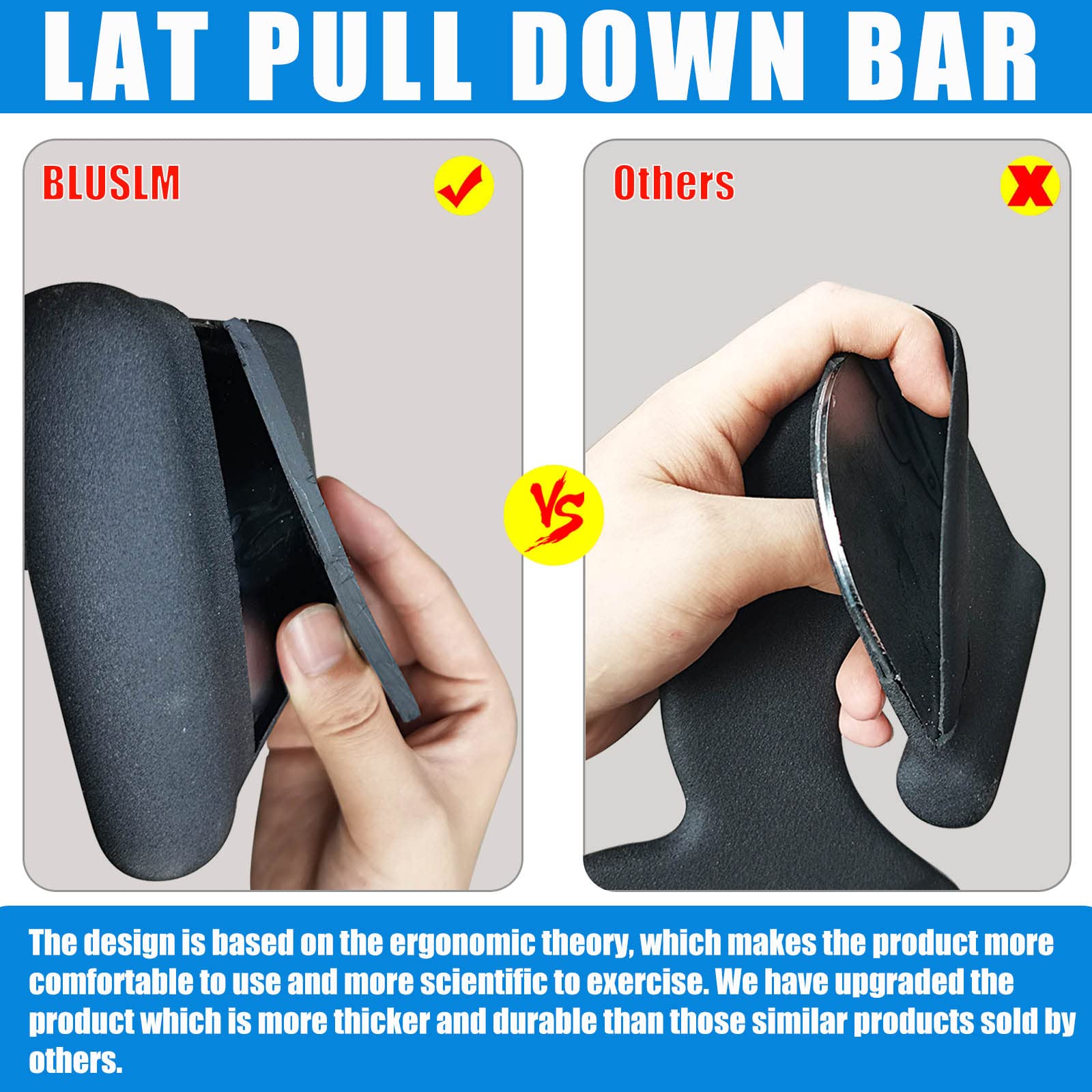 LAT Pulldown hulpstukken voor sportschool, Mag Grip Pull Down Bar V Bar Kabel Machine Attachment, Triceps Press Down Bar, LAT Pulldown Attachment Back Krachttraining Handgrepen (BL07