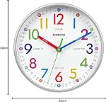 AIRUIFU Kids Wall Clock,Silent Non-Ticking Clocks Battery Operated,Kids Room Wall Decor for Bedrooms,Analog Clock for Bedroom,Living Room,Kitchen,Office,School Classroom (8 inch)