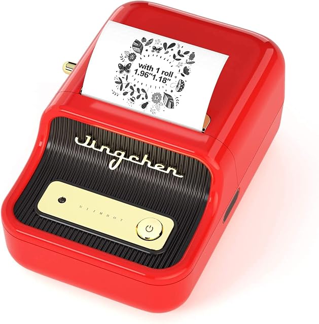 NIIMBOT B21 Inkless Label Maker, Mini Thermal Label Maker Compatible with iOS & Android, for Home Organization, Business, Barcode, QR Code, with 1 Pack 1.96x1.18 inch White Label, Red