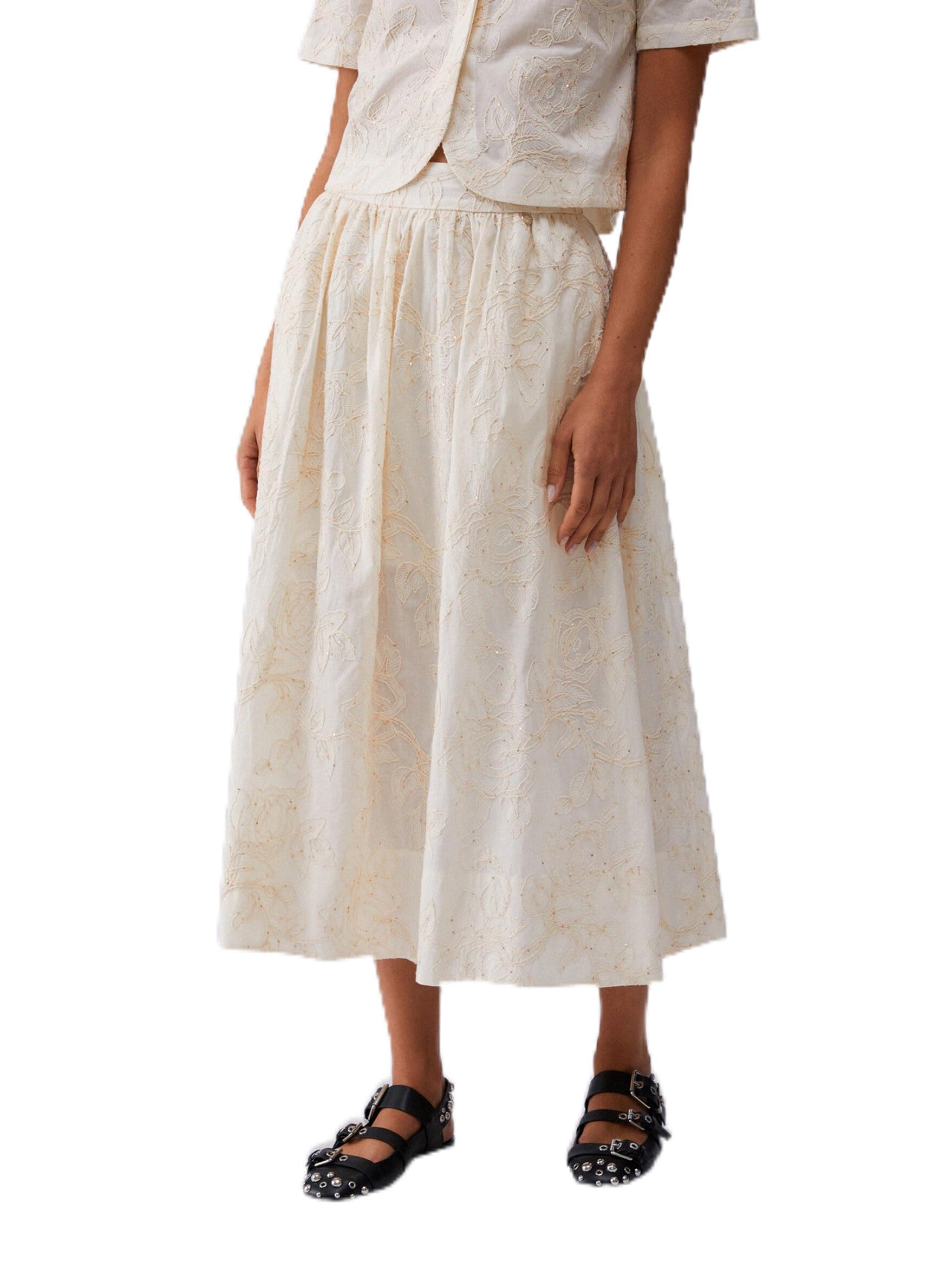 Liu Jo - Falda para mujer - Falda larga midi - Falda de verano - Falda bordada
