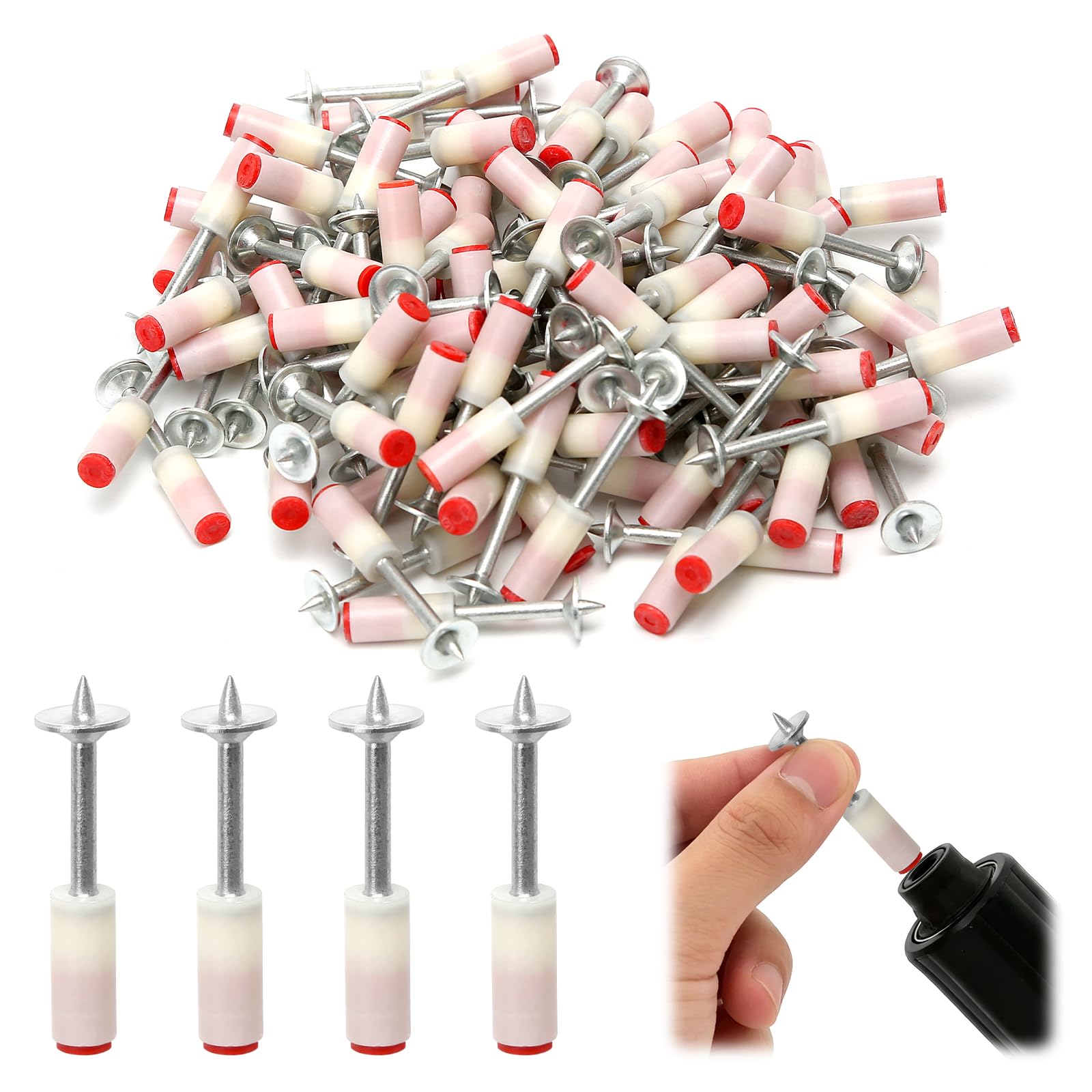 100Pcs Nägel für Nagelpistole, Nagelpistole Stahlnägel mit Durchmesser 7,3 mm, Mini bolzenschussgerät nägel für Betonwände und canaline elettriche