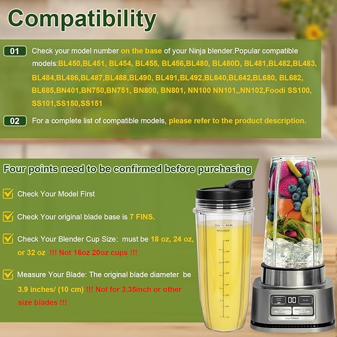Repuesto de vasos para licuadora Ninja 32oz con tapa miniatura 4