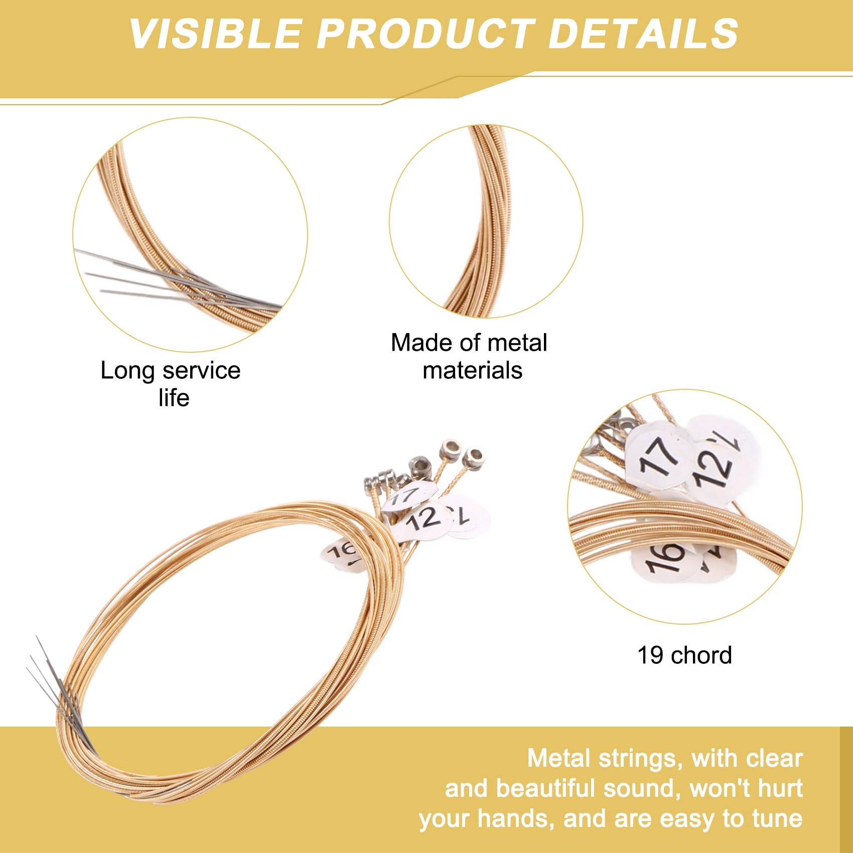 19 Corde Per Lyra Arpa Qezodsx - In Metallo, Per Strumenti Musicali Laiyaqin, Suono Chiaro E Stabile - Foto 6