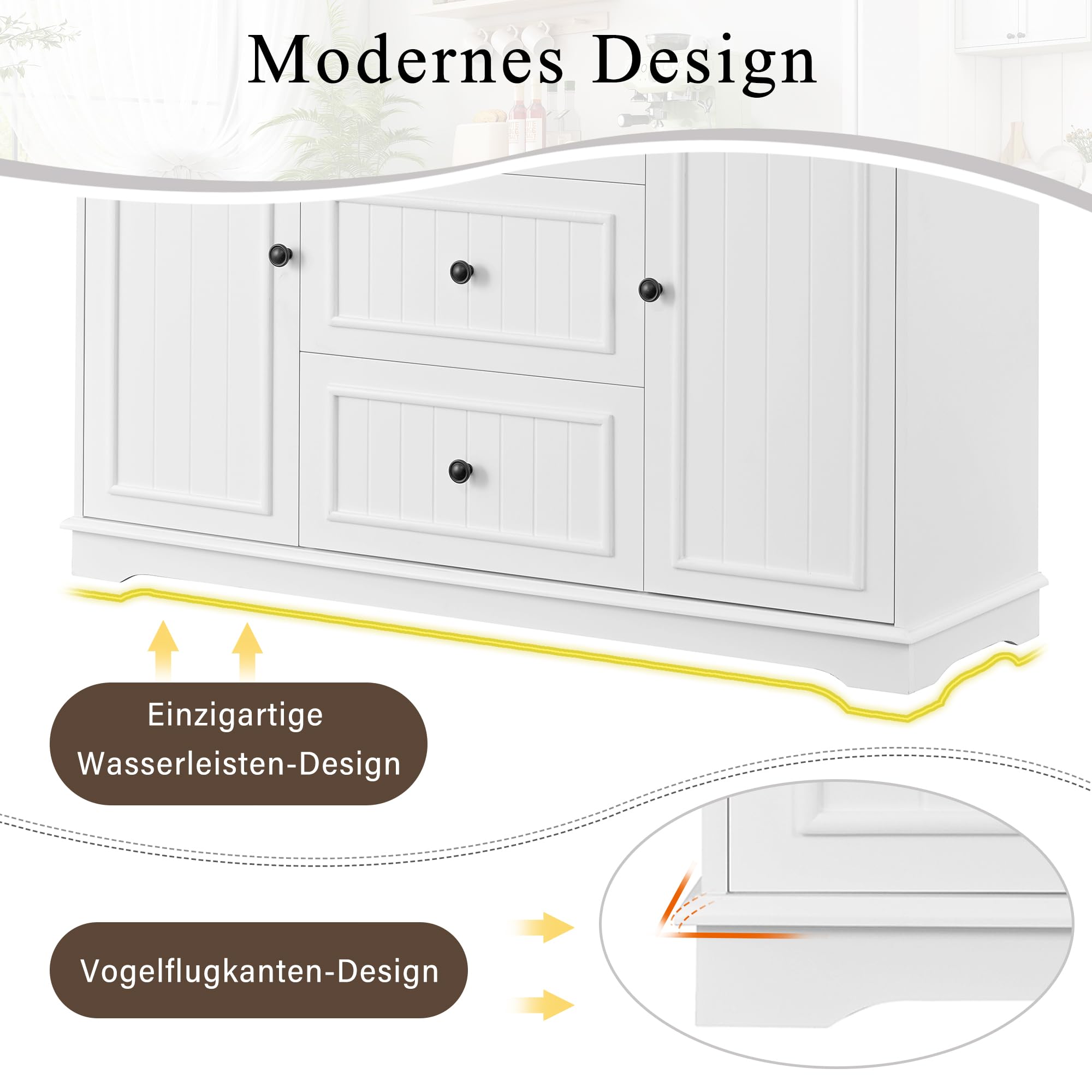 Moderne zentrale Kücheninsel mit 3 Ders & Tür, Multifunktion Küchenfell für Wohnzimmer & Flur, Slish Kochinsel mit Sto Solut
