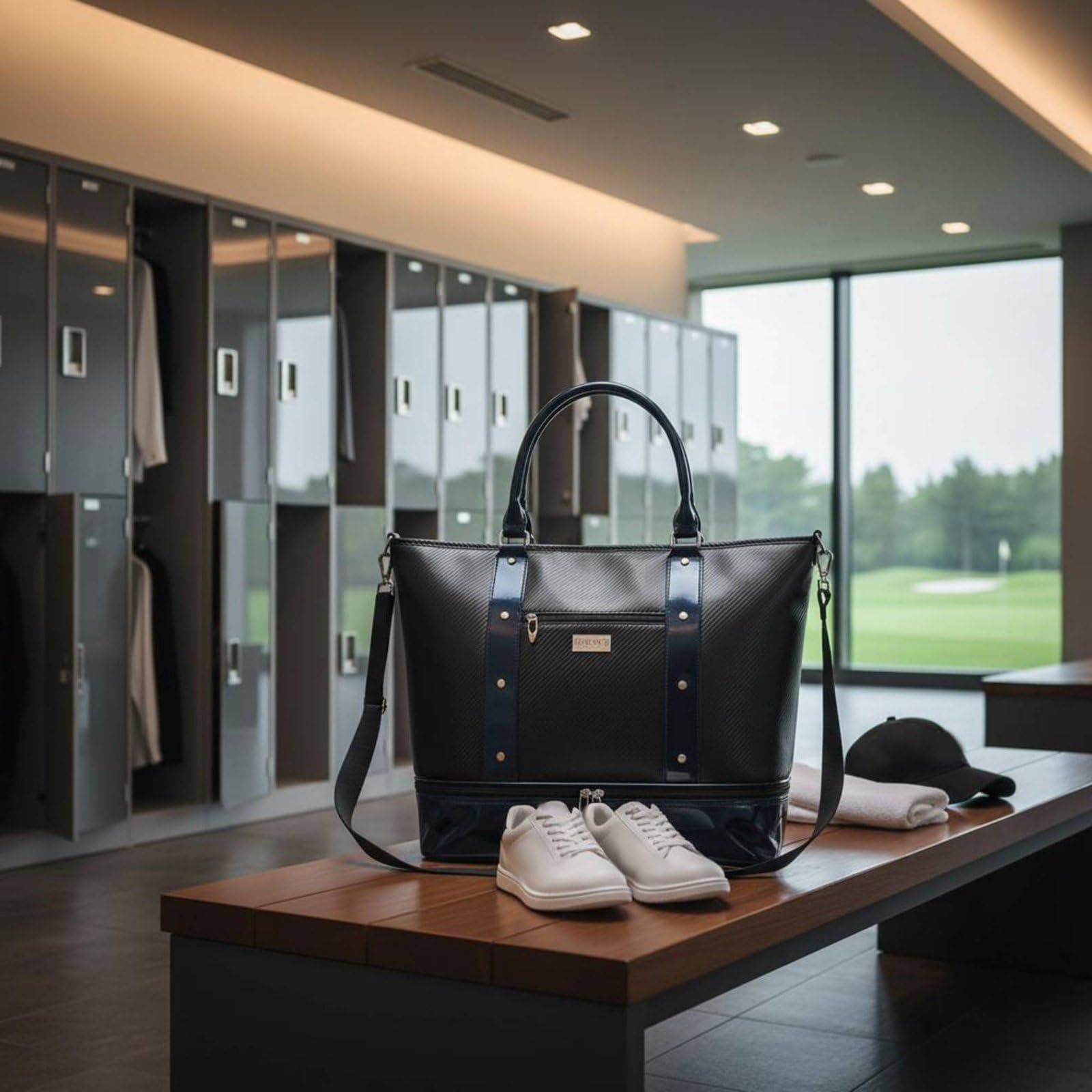 Borsa da Golf Borsa da Viaggio Borsone Sacca Borsa Sportiva con Scomparto Scarpe in Poliestere Impermeabile con Manici E Tracolla Adatta a Campo da, Black