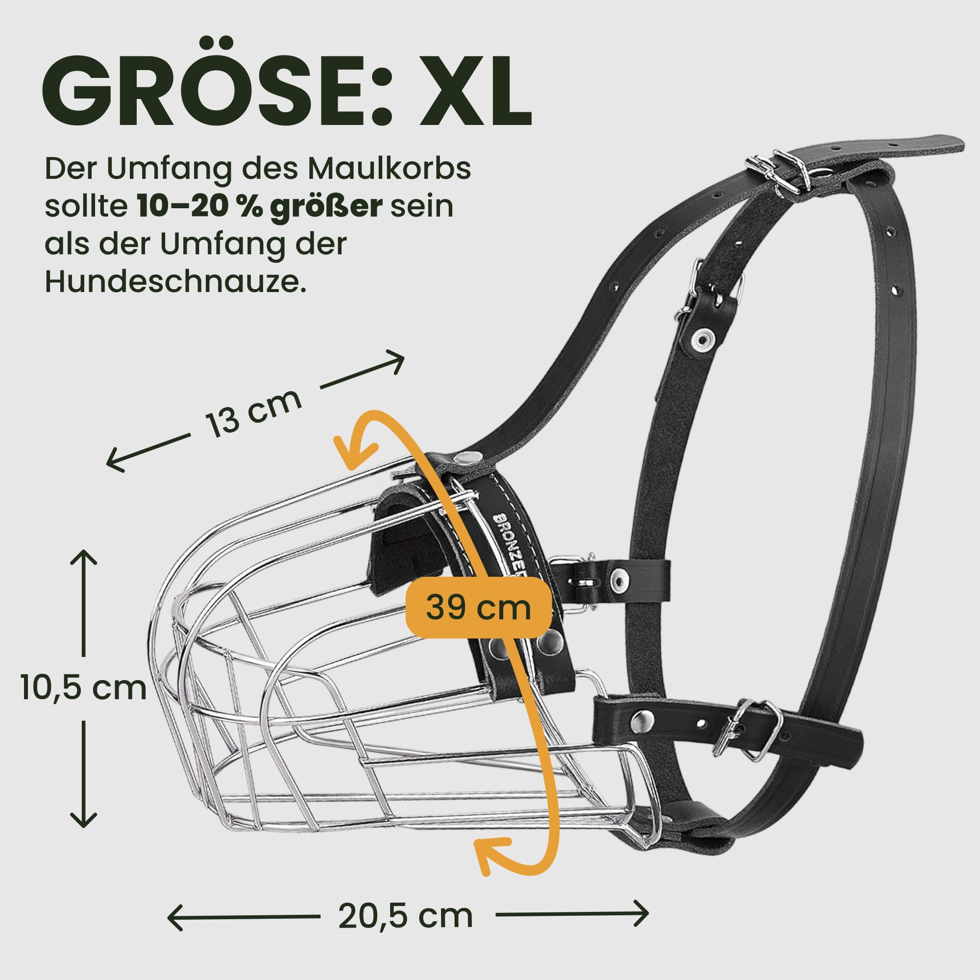 BRONZEDOG Edelstahl Metallmaulkorb für Extra Große Hunde, ermöglicht Hecheln und Trinken (Cane Corso)