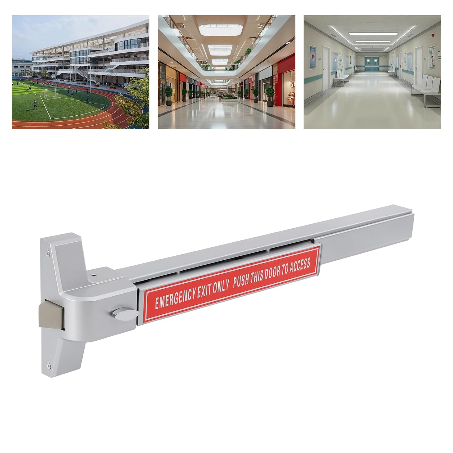 Door Push Bar Panic Exit Device Lock Hardware Latches for 30-36 Inch Single Door