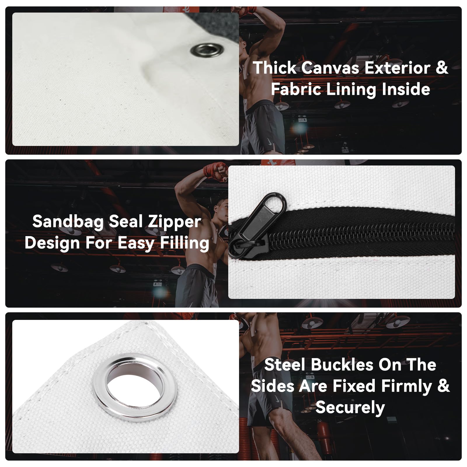 Saco de Boxeo Wing Chun, Bolsa de Arena de Pared Resistente con Cremallera 3 Tamaños Lona para Entrenamiento Boxeo Muay Thai Sanda en Casa Gimnasio