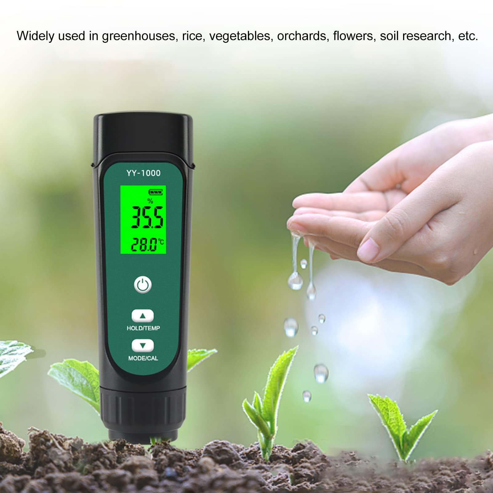 Probador Digital de Suelo 3 en 1 EC Medidor de Temperatura Y Humedad Medidor de PH del Suelo Higrómetro de Suelo Monitor de Humedad Medidor de Prueba de Suelo