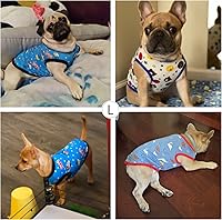 Vista 5 de Geyoga 6 piezas lindas camisas impresas para mascotas, sudadera de algodón transpirable para cachorros, ropa para perros (S)