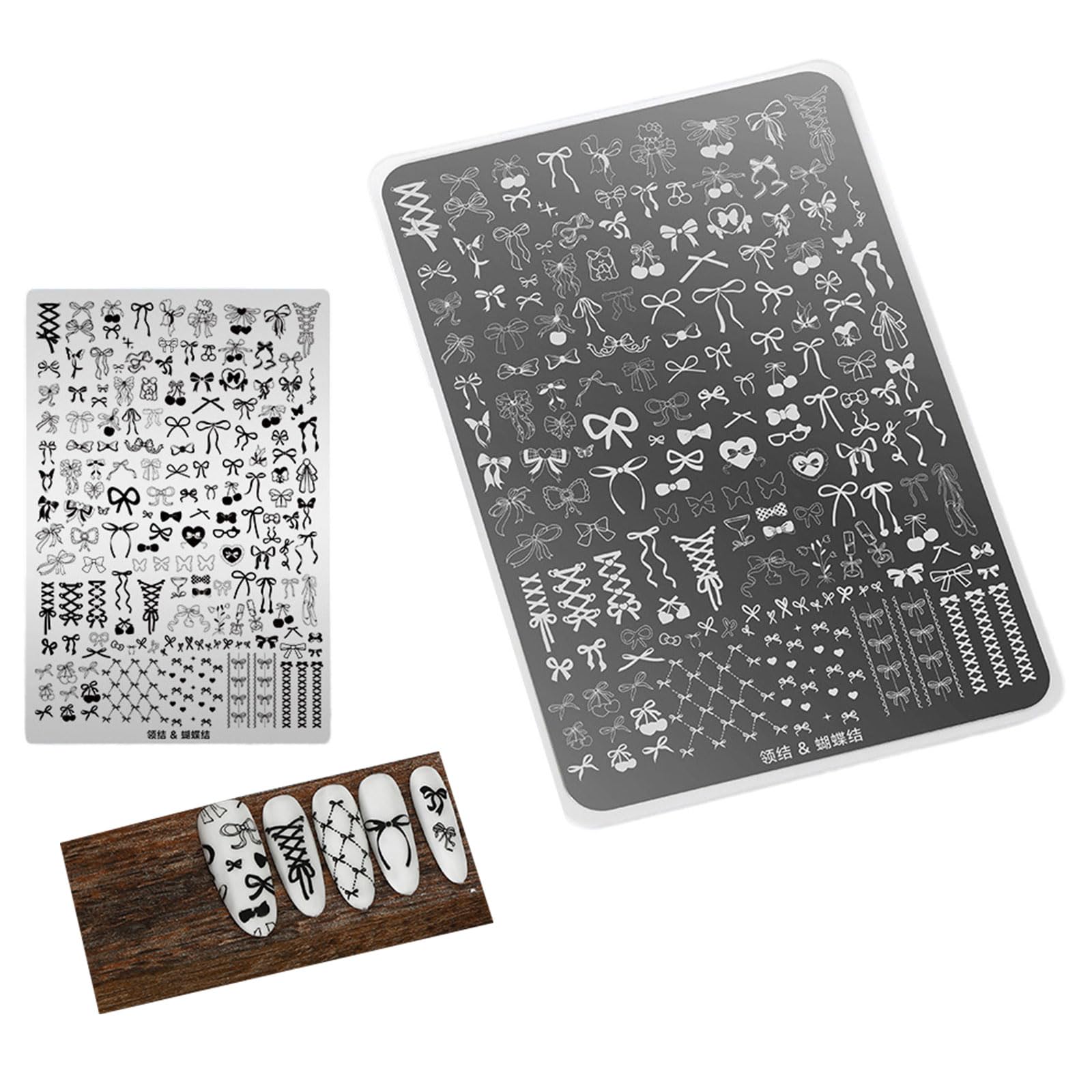 Maxtonser Reusable Stainless Nails Template Tool 50+ Intricate Patterns Nails Stamping Plate For Professional Manicurists