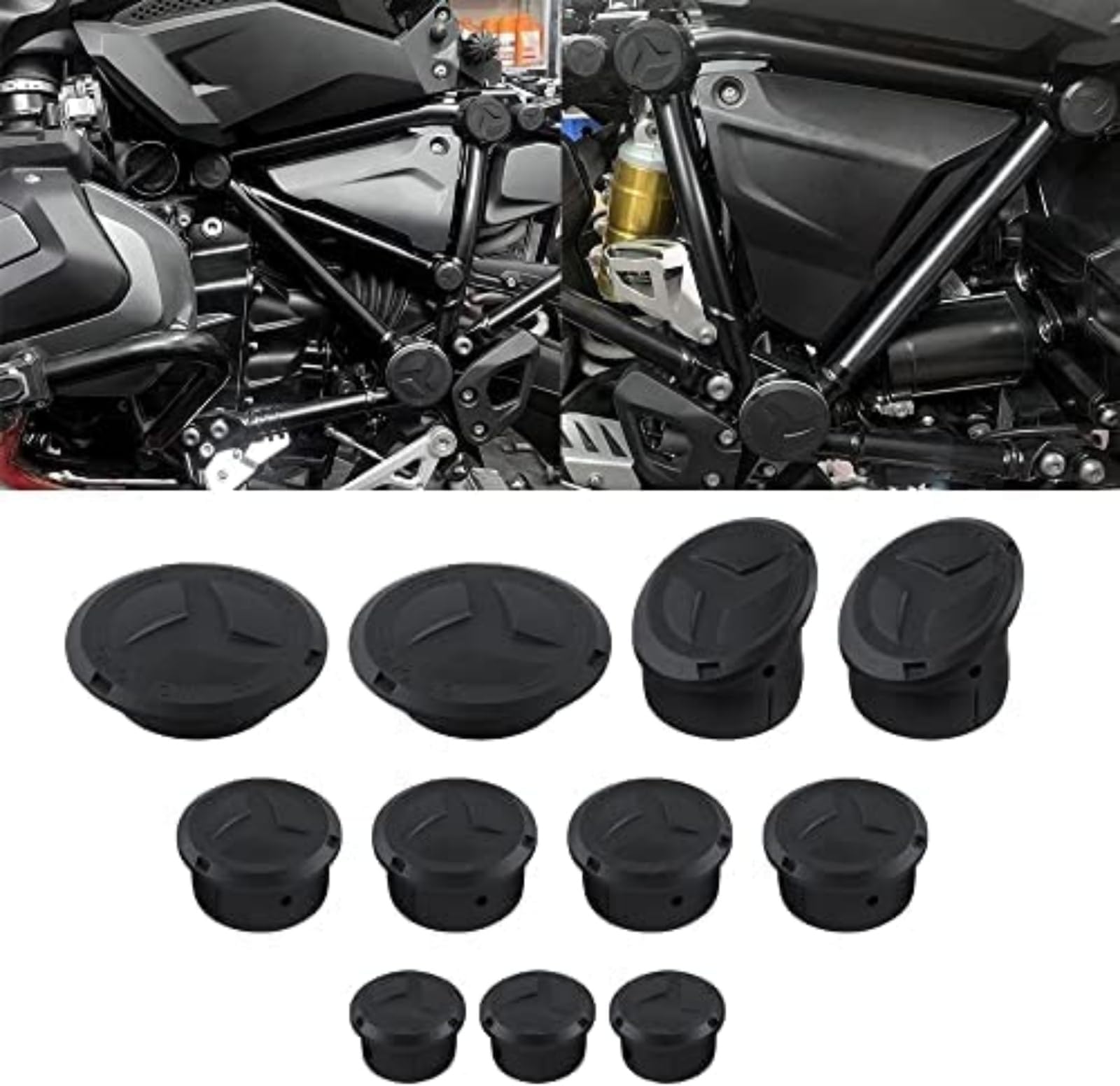 NICECNC 11PCS Motorcycle Frame Hole Caps Cover Plug Compatible with BMW R1250 GS/Adventure, R1200 GS LC 2013-, R1200 GS LC Adv 2014 2015 2016 2017 2018 2019 2020 2021 2022