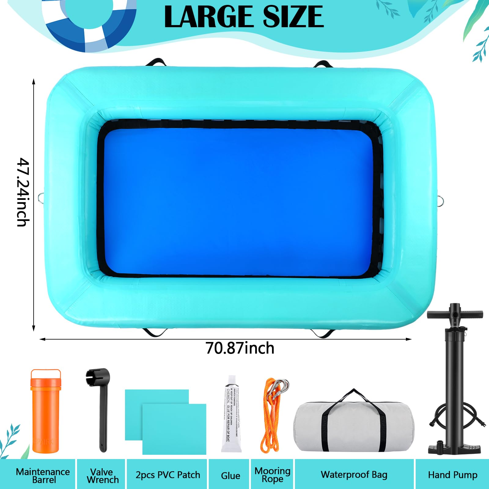 ShinyRelief Floating Ring Inflatable Water Hammock 6X4 FT Heavy Duty Lake Floats for Adults Floating Dock Tanning Pool Lounger Inflatable Water Raft for Lake Beach Summer Pool Party