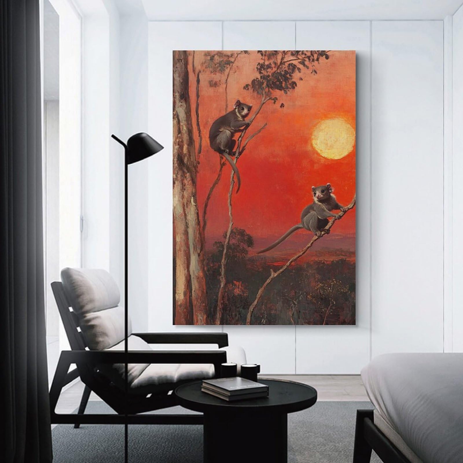 Junmoney Unframe-Style-23 Decorative Wall Artwork Two Possums At Sunset, 24X36inch(60X90cm), For Contemporary Homes, Apartments Or Offices, An Easy Choice For New Home Styling